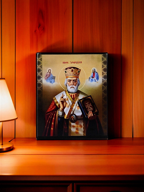 Образ"Святой Николай Чудотворец" на деревянной основе