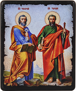 Икона "Апостолы Святой Петр и Святой Павел" на деревянной основе, 12 х 10_