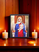 Образ "Пресвятая  Богородица с  младенцем" на деревянной основе