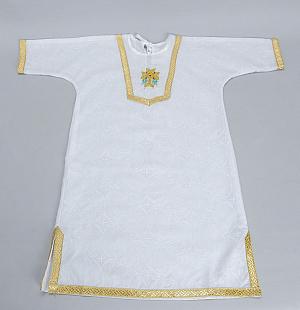 Крестильная рубашка армянская, муж., с золотым крестом_