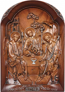 Икона Святая Троица в полукруге_