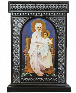 Икона-хачкар "Святая Дева Мария с младенцем" в резной рамке, 29,5 х 20,5_