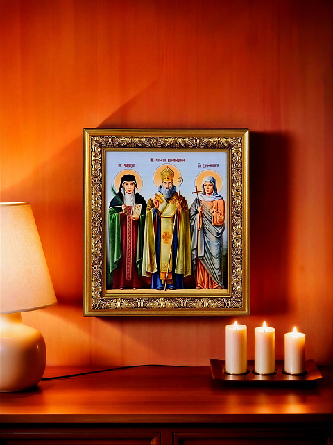 Образ "Святые Гаянэ, Григорий Просветитель, Рипсимэ" 22х18