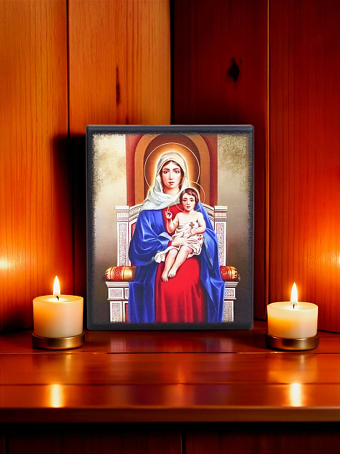 Образ "Пресвятая  Богородица с  младенцем" на деревянной основе