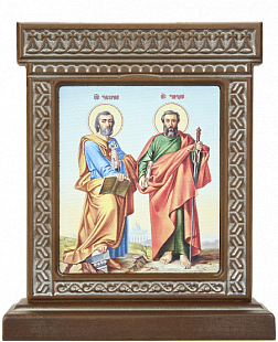 Икона-хачкар "Святые Апостолы Петр и Павел" в резной рамке, 20 х 17_