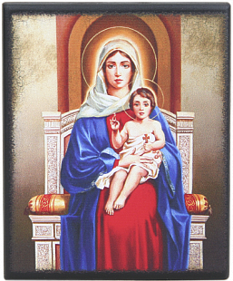 Икона "Святая Дева Мария с младенцем" на деревянной основе, 12 х 10_