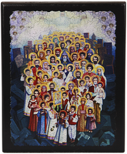 Икона "Святые мученики" на деревянной основе, 12 х 10_