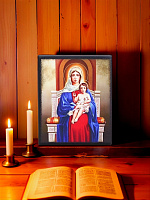 Образ "Пресвятая  Богородица с  младенцем" на деревянной основе