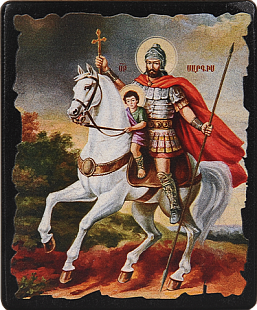 Икона "Военачальник Святой Саркис и Святой Мартирос" на деревянной основе, 12 х 10_