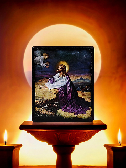 Икона "Моление о чаше" на деревянной основе