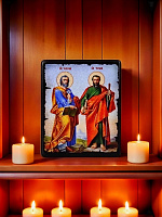 Образ "Апостолы Святой Петр и Святой Павел" на деревянной основе