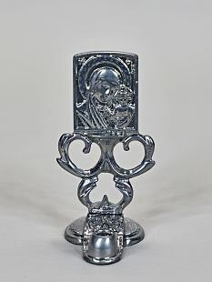 Подсвечник металлический, образ Девы Марии с младенцем_