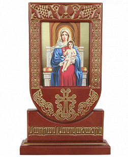 Икона-хачкар "Святая Дева Мария с младенцем" в резной рамке, 28 х 17_