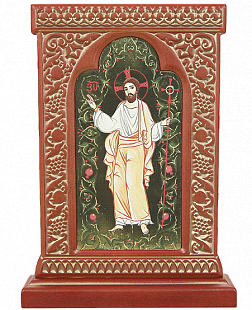 Икона-хачкар "Иисус Христос" в резной рамке, 26 х 17_