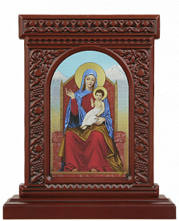 Икона-хачкар "Святая Дева Мария с младенцем" в резной рамке, 23 х 19_