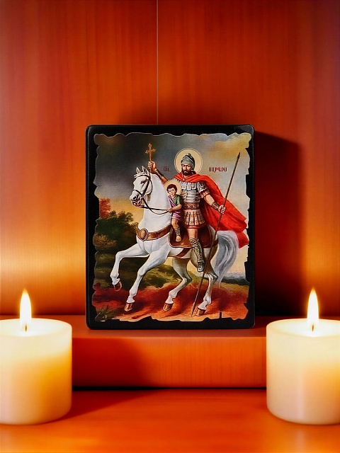 Икона " Святой Саркис и Святой Мартирос" на деревянной основе