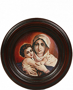 Икона "Святая Дева Мария с младенцем" в резной рамке, 15 х 15_