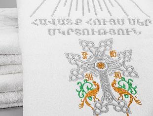 Полотенце махровое крестильное армянское (серебро)_