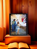 Икона "Крещение Иисуса Христа"  на деревянной основе