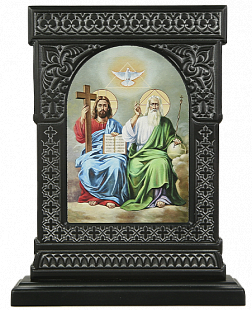 Икона-хачкар "Святая Троица" в резной рамке, 29,5 х 23_