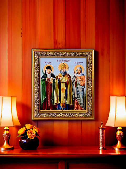 Образ "Святые Гаянэ, Григорий Просветитель, Рипсимэ" 22х18