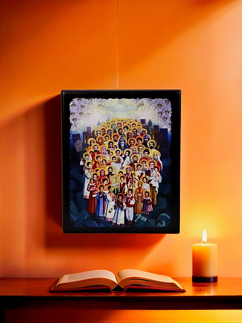 Образ"Святые мученики" на деревянной основе