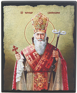 Икона "Святой Григорий Просветитель" на деревянной основе, 12 х 10_