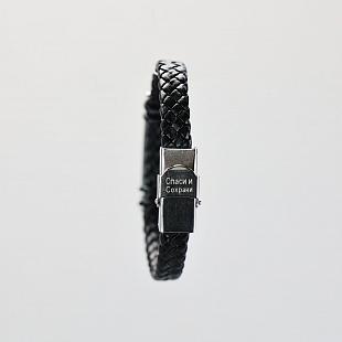 Плетенный кожаный браслет, цвет черный_