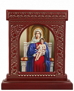 Икона-хачкар "Святая Дева Мария с младенцем" в резной рамке, 20 х 18_