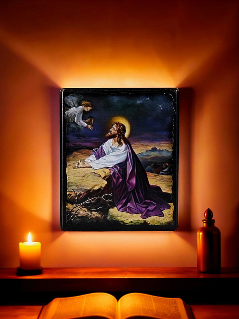 Икона "Моление о чаше" на деревянной основе