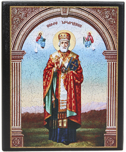 Икона "Святой Николай Чудотворец" на деревянной основе, 12 х 10_