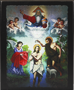 Икона "Крещение Иисуса Христа"  на деревянной основе, 12 х 10_